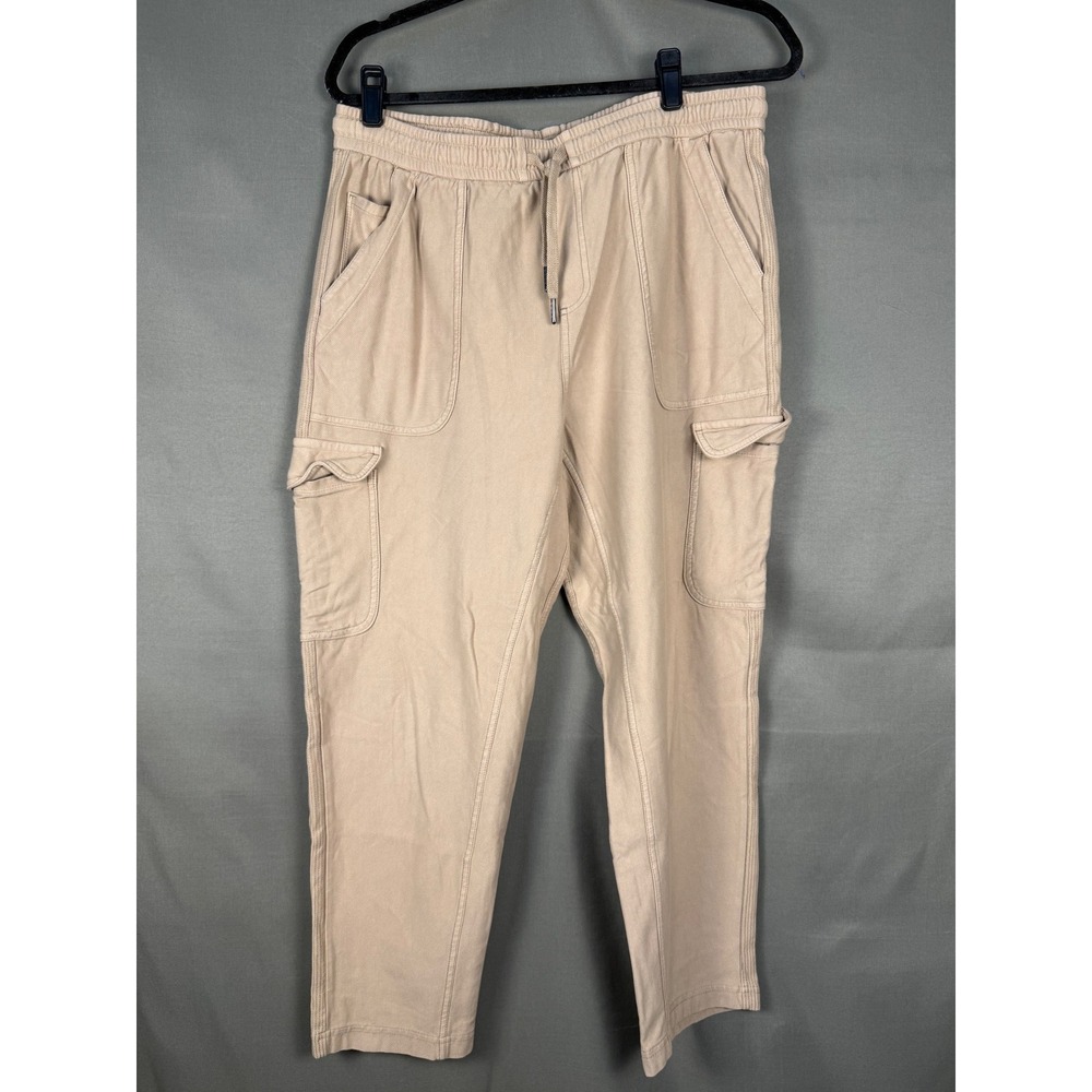 Athleta Farallon Cargo Crop Women 10 Tan Khaki Organic Cotton Jogger Pants